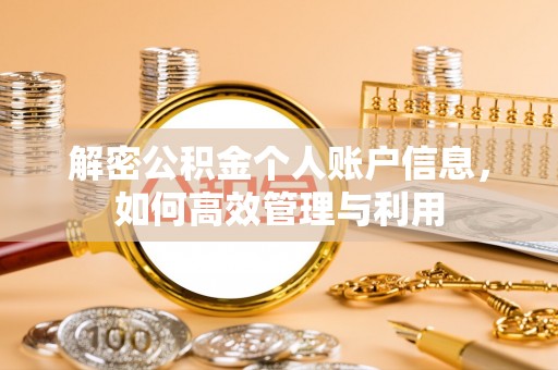 天元解密公积金个人账户信息，如何高效管理与利用