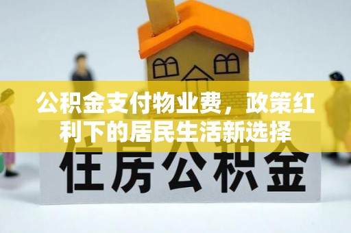 天元公积金支付物业费，政策红利下的居民生活新选择